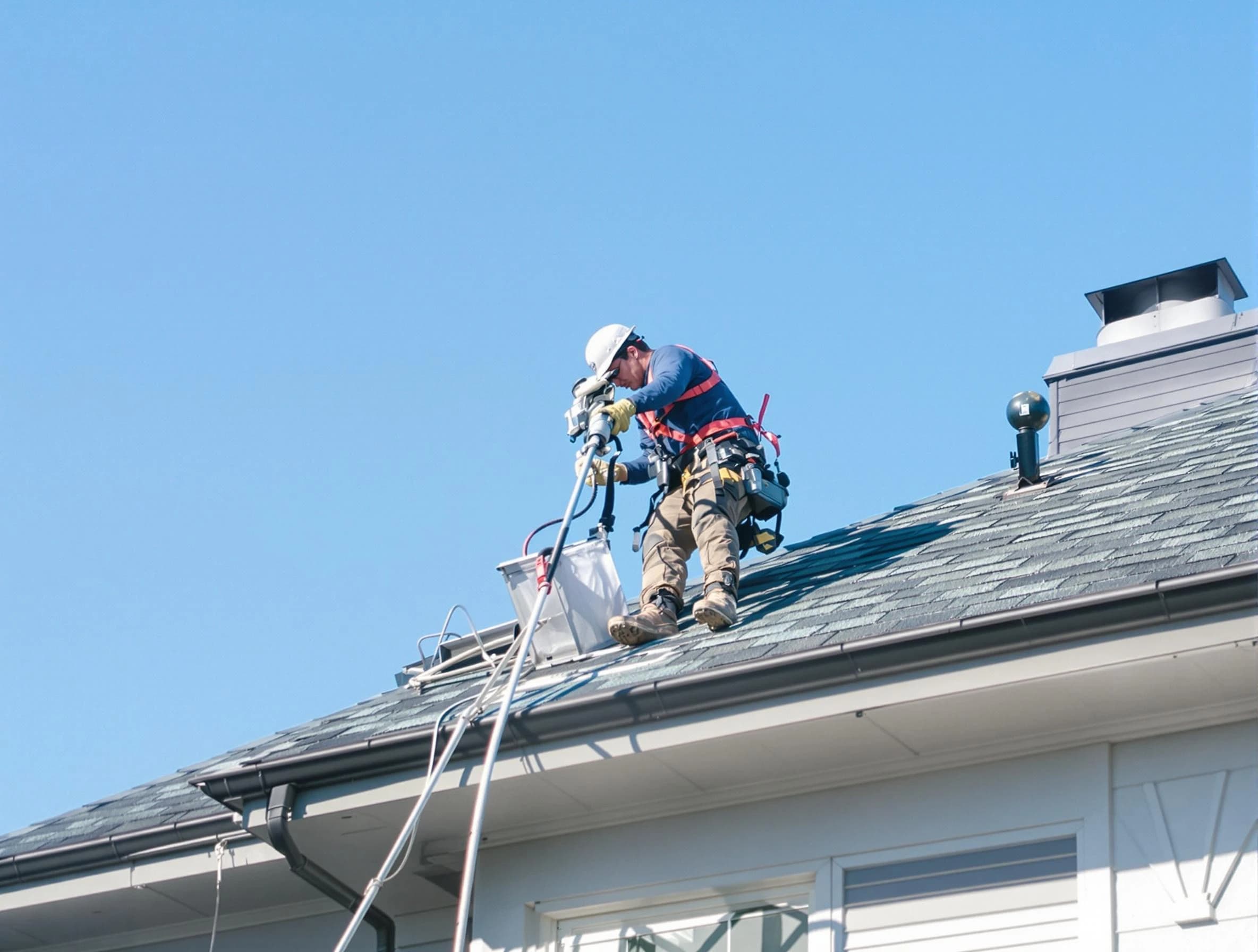 East Basin Dryer Vent Cleaning certified technician cleaning a roof-mounted dryer vent system in East Basin