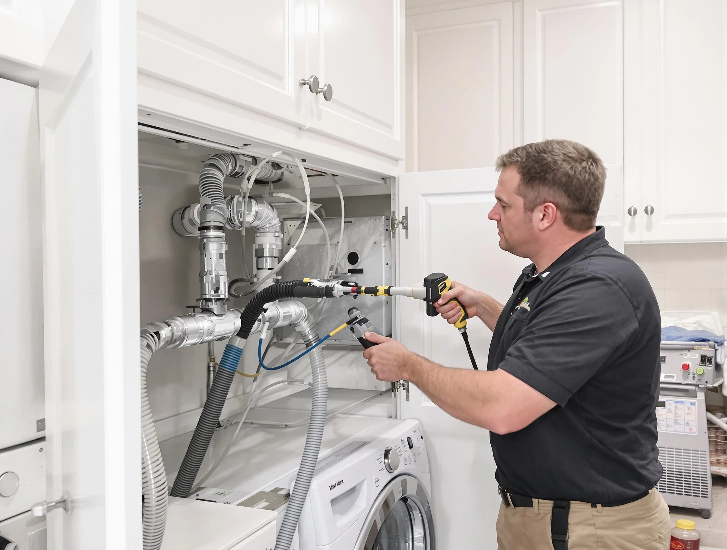 East Basin Dryer Vent Cleaning professional removing severe blockage from a clogged dryer vent in East Basin